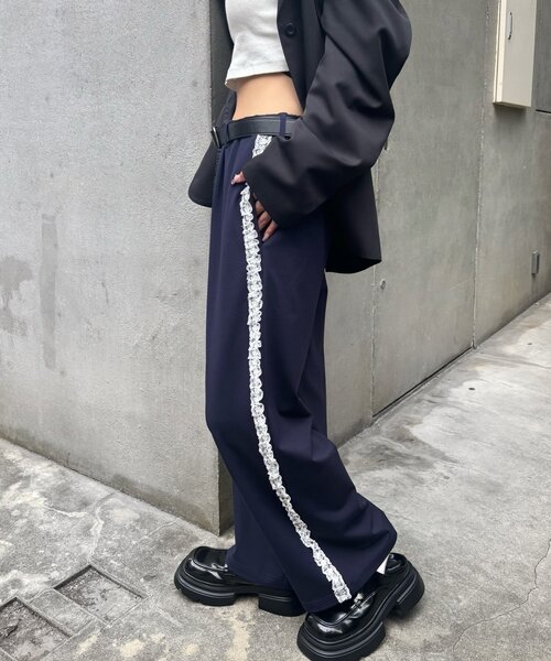 WHO'S WHO gallery（フーズフーギャラリー）の「サイドレースラインパンツ（スラックス・レディース・ブラック/ネイビー/ブラウン・SMALL/MEDIUM）」の21枚目の写真