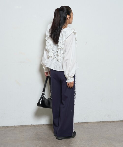 WHO'S WHO gallery（フーズフーギャラリー）の「サイドレースラインパンツ（スラックス・レディース・ブラック/ネイビー/ブラウン・SMALL/MEDIUM）」の13枚目の写真