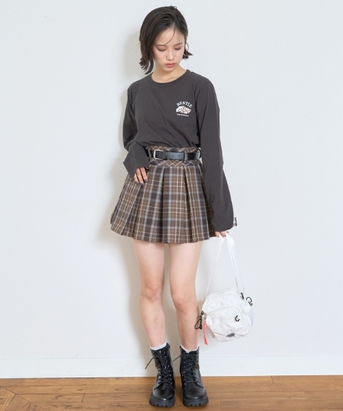 LOVETOXIC（ラブトキシック）の「【GOODPRICE】【イージーケア】ベルトつきチェックプリーツスカート（スカート・キッズ・ブラック/ブラウン/ブルーグレー/レッド・S:140cm/L:160cm/M:150cm/130cm）」の20枚目の写真