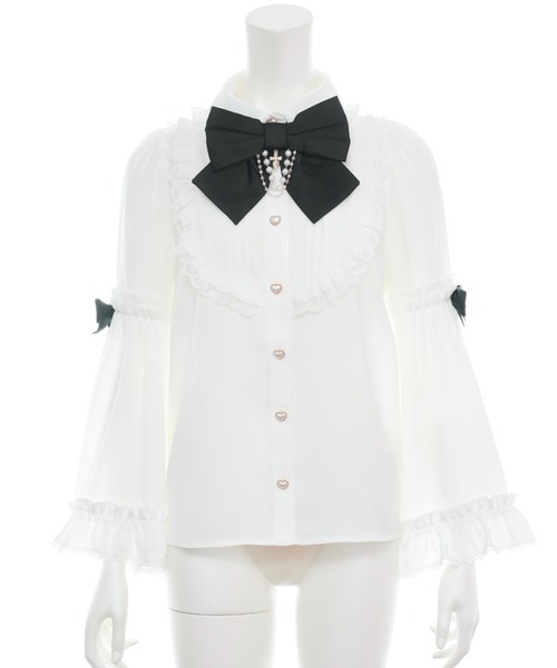 Secret Honey（シークレットハニー）の「ヨークフリルフレア袖ブラウス（シャツ/ブラウス・レディース・ブラック/オフホワイト/ワインレッド・MEDIUM）」の8枚目の写真