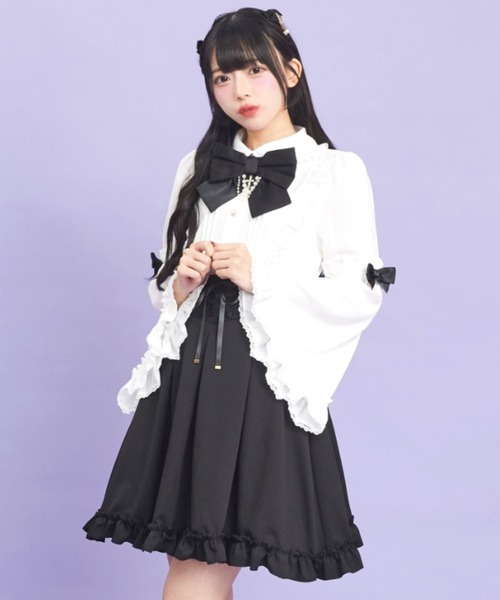 Secret Honey（シークレットハニー）の「ヨークフリルフレア袖ブラウス（シャツ/ブラウス・レディース・ブラック/オフホワイト/ワインレッド・MEDIUM）」の14枚目の写真