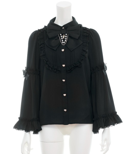 Secret Honey（シークレットハニー）の「ヨークフリルフレア袖ブラウス（シャツ/ブラウス・レディース・ブラック/オフホワイト/ワインレッド・MEDIUM）」の10枚目の写真