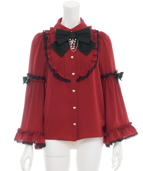 Secret Honey（シークレットハニー）の「ヨークフリルフレア袖ブラウス（シャツ/ブラウス・レディース・ブラック/オフホワイト/ワインレッド・MEDIUM）」の9枚目の写真