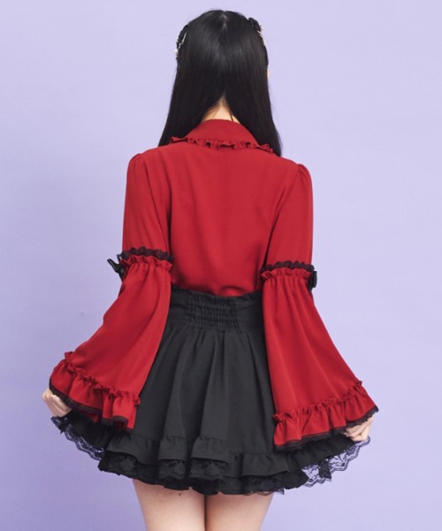 Secret Honey（シークレットハニー）の「ヨークフリルフレア袖ブラウス（シャツ/ブラウス・レディース・ブラック/オフホワイト/ワインレッド・MEDIUM）」の5枚目の写真