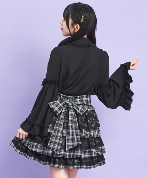 Secret Honey（シークレットハニー）の「ヨークフリルフレア袖ブラウス（シャツ/ブラウス・レディース・ブラック/オフホワイト/ワインレッド・MEDIUM）」の7枚目の写真