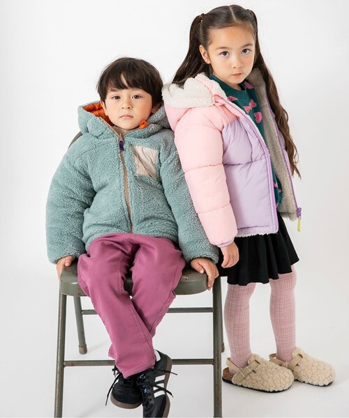 BREEZE(ブリーズ)の「【洗える/4WAY】中綿ボア リバーシブルブルゾン_フード取り外し可(ダウンジャケット/コート・キッズ・イエロー/ピンク/オレンジ/ネイビー/ベージュ/ターコイズブルー・150/140/130/120/110/100/90/80)」の7枚目の写真