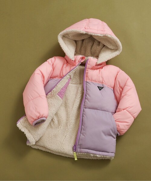 BREEZE(ブリーズ)の「【洗える/4WAY】中綿ボア リバーシブルブルゾン_フード取り外し可(ダウンジャケット/コート・キッズ・イエロー/ピンク/オレンジ/ネイビー/ベージュ/ターコイズブルー・150/140/130/120/110/100/90/80)」の8枚目の写真