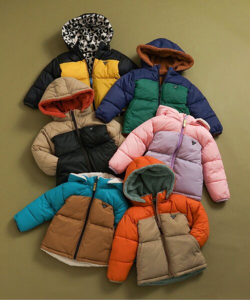 洗える/4WAY】中綿ボア リバーシブルブルゾン_フード取り外し可