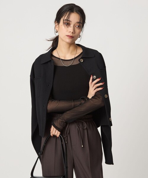green label relaxing(グリーンレーベルリラクシング)の「チュール クルーネック プルオーバー(Tシャツ/カットソー・レディース・オフホワイト/ライトブルー/ブラック/ダークブラウン・FREE)」の3枚目の写真