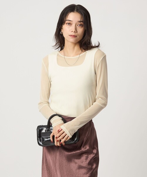 green label relaxing(グリーンレーベルリラクシング)の「チュール クルーネック プルオーバー(Tシャツ/カットソー・レディース・オフホワイト/ライトブルー/ブラック/ダークブラウン・FREE)」の11枚目の写真