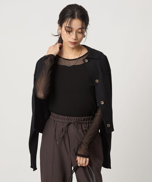 green label relaxing(グリーンレーベルリラクシング)の「チュール クルーネック プルオーバー(Tシャツ/カットソー・レディース・オフホワイト/ライトブルー/ブラック/ダークブラウン・FREE)」の12枚目の写真