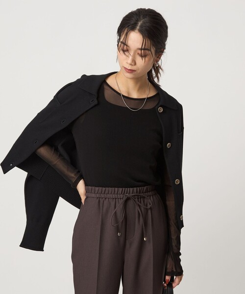 green label relaxing(グリーンレーベルリラクシング)の「チュール クルーネック プルオーバー(Tシャツ/カットソー・レディース・オフホワイト/ライトブルー/ブラック/ダークブラウン・FREE)」の13枚目の写真