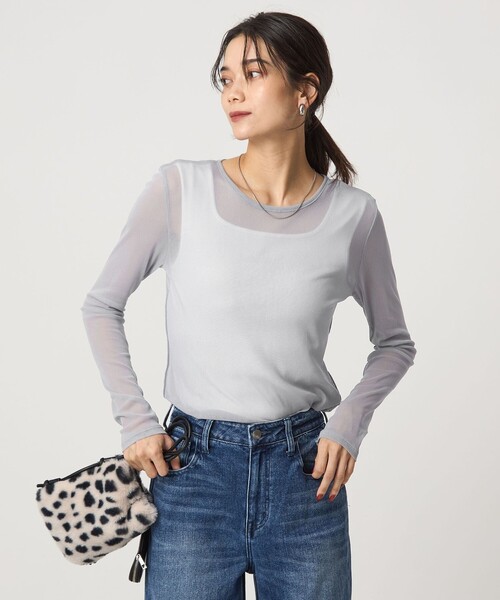 green label relaxing(グリーンレーベルリラクシング)の「チュール クルーネック プルオーバー(Tシャツ/カットソー・レディース・オフホワイト/ライトブルー/ブラック/ダークブラウン・FREE)」の17枚目の写真