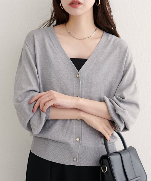natural couture（ナチュラルクチュール）の「【WEB限定】いろいろ釦ベーシックカーデ（カーディガン/ボレロ・レディース・ネイビー/グレー/オフホワイト/ブラック/ピンクベージュ・FREE）」の11枚目の写真