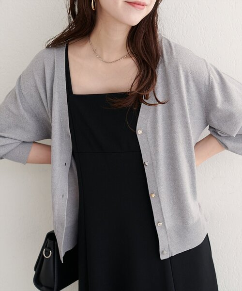 natural couture（ナチュラルクチュール）の「【WEB限定】いろいろ釦ベーシックカーデ（カーディガン/ボレロ・レディース・ネイビー/グレー/オフホワイト/ブラック/ピンクベージュ・FREE）」の12枚目の写真