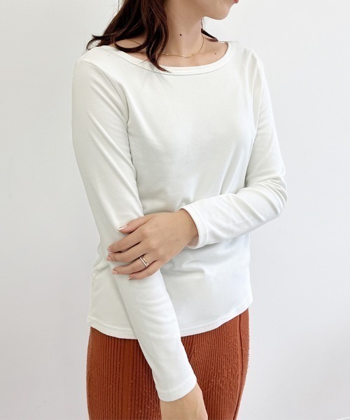 ONEP STAR（ワンピスター）の「選べる3タイプ起毛素材カットソー（Tシャツ/カットソー・レディース・ブラック系その他/ホワイト系その他2/ブラック/グレー系その他/ブラック系その他2/ブルー系その他2/ホワイト/ライトグレー/ホワイト系その他/ベージュ系その他/ベージュ系その他2/ベージュ/ネイビー/ブルー系その他/グレー系その他2・MEDIUM/LARGE）」の3枚目の写真