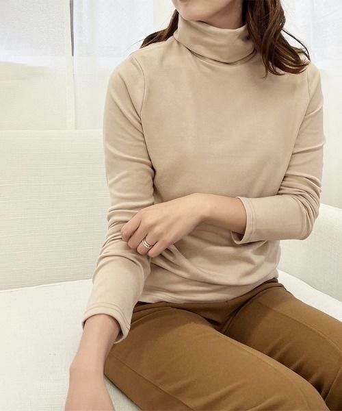 ONEP STAR（ワンピスター）の「選べる3タイプ起毛素材カットソー（Tシャツ/カットソー・レディース・ブラック系その他/ホワイト系その他2/ブラック/グレー系その他/ブラック系その他2/ブルー系その他2/ホワイト/ライトグレー/ホワイト系その他/ベージュ系その他/ベージュ系その他2/ベージュ/ネイビー/ブルー系その他/グレー系その他2・MEDIUM/LARGE）」の12枚目の写真