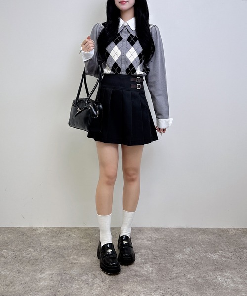 INGNI(イング)の「アーガイルシャツドッキングレイヤードニット(ニット/セーター・レディース・グレー/ネイビー/ボルドー/ブラウン・M)」の6枚目の写真