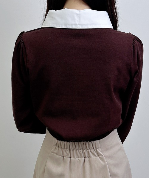 INGNI(イング)の「アーガイルシャツドッキングレイヤードニット(ニット/セーター・レディース・グレー/ネイビー/ボルドー/ブラウン・M)」の13枚目の写真