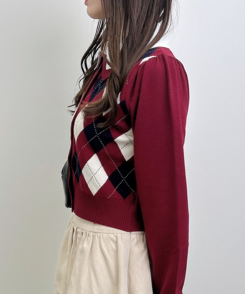 INGNI(イング)の「アーガイルシャツドッキングレイヤードニット(ニット/セーター・レディース・グレー/ネイビー/ボルドー/ブラウン・M)」の17枚目の写真