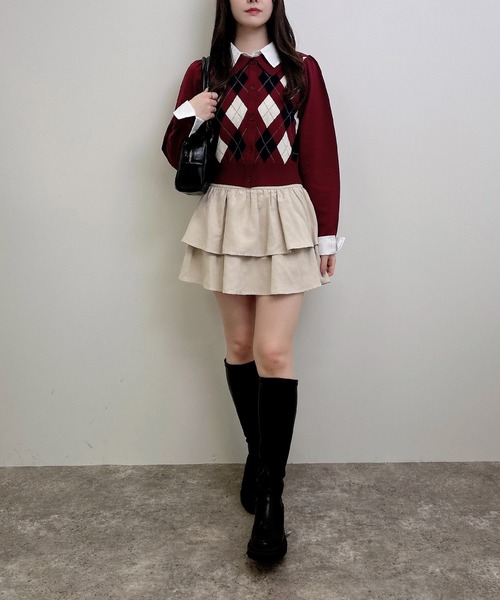 INGNI(イング)の「アーガイルシャツドッキングレイヤードニット(ニット/セーター・レディース・グレー/ネイビー/ボルドー/ブラウン・M)」の18枚目の写真