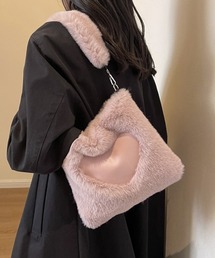 shoppinggo | ファーバッグ ハート ミニトートバッグ 肩掛け 秋冬 女性 大人 手提げバッグ(トートバッグ)