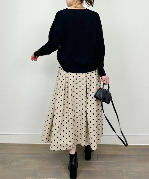 PICCIN（ピッチン）の「シンプルVネックニット（Tシャツ/カットソー・レディース・アイボリー/ブラック/レッド・M）」の18枚目の写真