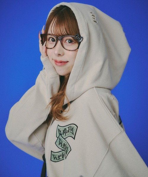 GALFY（ガルフィー）の「【GALFY】お金大好きパーカー / 【ガルフィー】ロゴダメージプルオーバーパーカー（パーカー・メンズ・ベージュ/ブラック/カーキ・L/XL）」の18枚目の写真