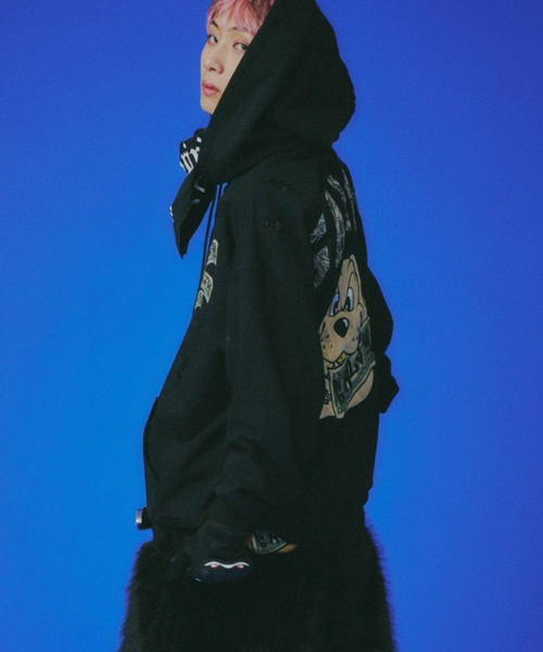 ガルフィー　パーカー　黒 ガルフィー GALFY オカネスキ ダメージ加工パーカー 黒 L | あさひや木更津