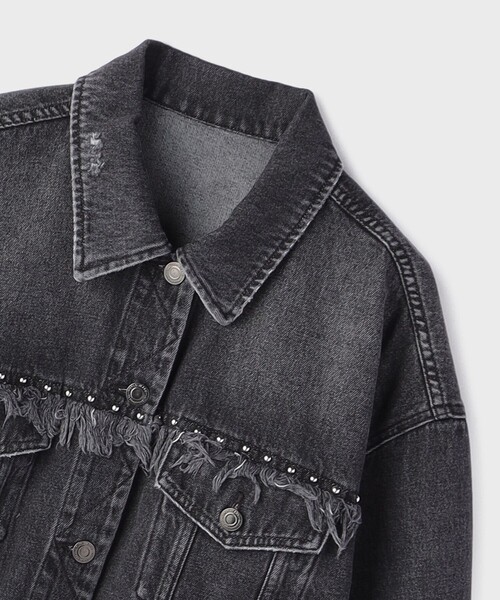 セール】フリンジスタッズデニムジャケット（デニムジャケット