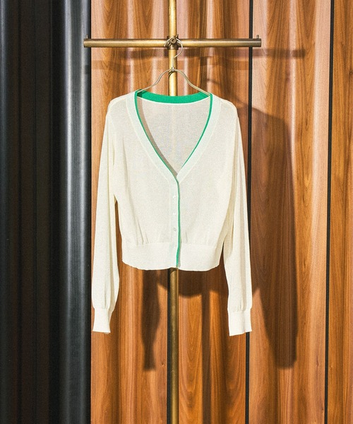 ROSE BUD(ローズバッド)の「KNITTED RIB CARDIGAN(カーディガン/ボレロ・レディース・ホワイト/ブラウン/ブラック・ONE SIZE)」の2枚目の写真