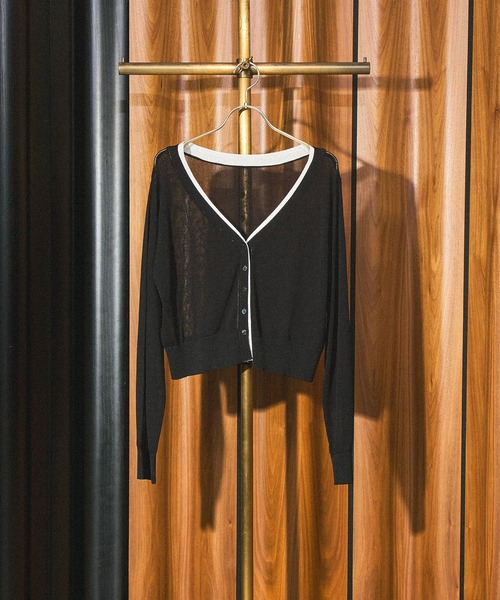 ROSE BUD(ローズバッド)の「KNITTED RIB CARDIGAN(カーディガン/ボレロ・レディース・ホワイト/ブラウン/ブラック・ONE SIZE)」の3枚目の写真