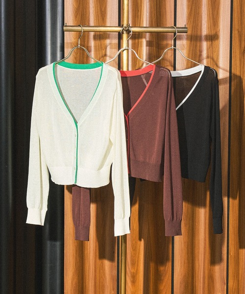 ROSE BUD(ローズバッド)の「KNITTED RIB CARDIGAN(カーディガン/ボレロ・レディース・ホワイト/ブラウン/ブラック・ONE SIZE)」の5枚目の写真