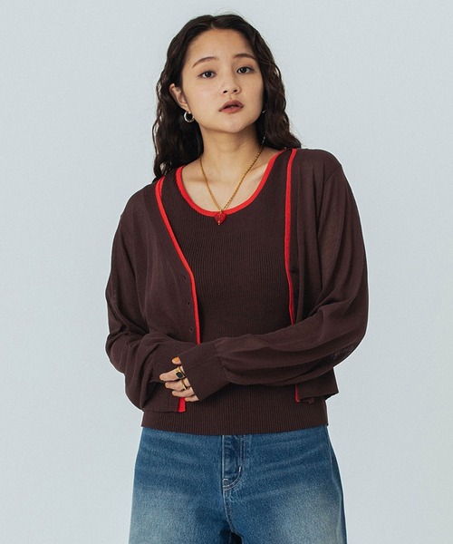 ROSE BUD(ローズバッド)の「KNITTED RIB CARDIGAN(カーディガン/ボレロ・レディース・ホワイト/ブラウン/ブラック・ONE SIZE)」の20枚目の写真
