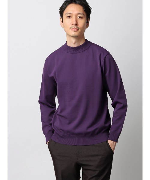 セール】オフィニット モックネックニット 長袖 ウォッシャブル 無地