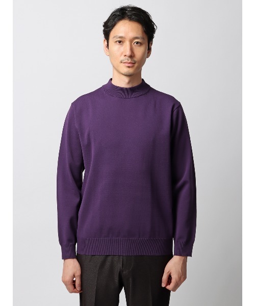 SUIT SQUARE（スーツスクエア）の「オフィニット モックネックニット 長袖 ウォッシャブル 無地（ニット/セーター・メンズ・ベージュ系/パープル系/ホワイト系/ブラック系・LL/M/L/S）」の6枚目の写真