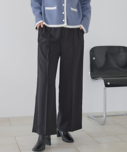 Andemiu（アンデミュウ）の「ピンタックストレートパンツ601011（スラックス・レディース・ブラック/アイボリー/ブラウン・MEDIUM/SMALL）」の3枚目の写真