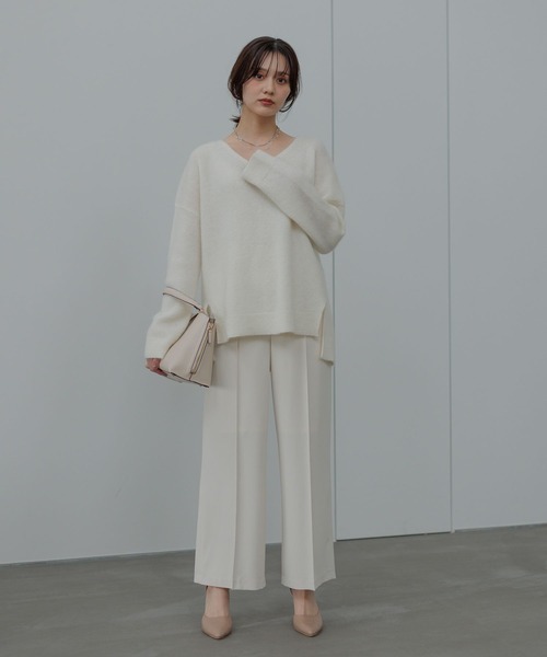 Andemiu（アンデミュウ）の「ピンタックストレートパンツ601011（スラックス・レディース・ブラック/アイボリー/ブラウン・MEDIUM/SMALL）」の9枚目の写真