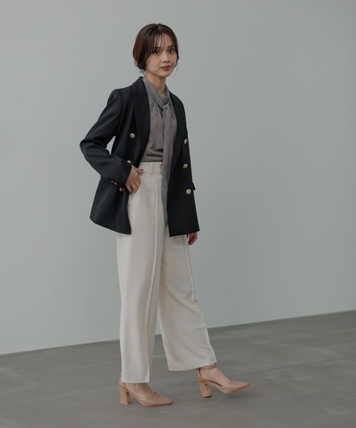 Andemiu（アンデミュウ）の「ピンタックストレートパンツ601011（スラックス・レディース・ブラック/アイボリー/ブラウン・MEDIUM/SMALL）」の12枚目の写真