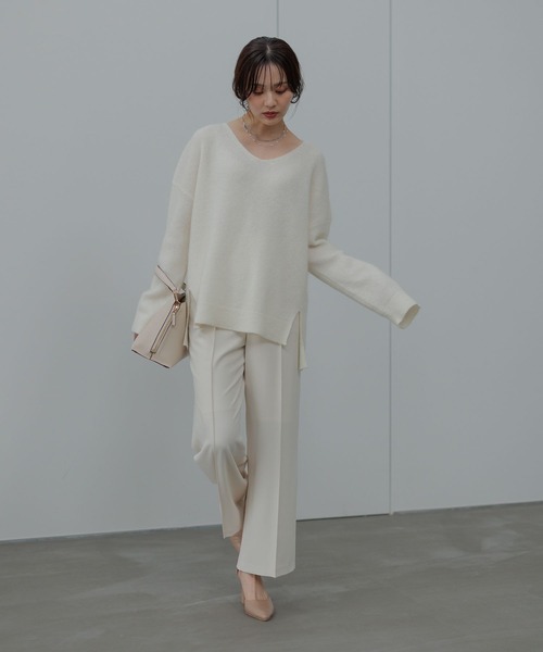 Andemiu（アンデミュウ）の「ピンタックストレートパンツ601011（スラックス・レディース・ブラック/アイボリー/ブラウン・MEDIUM/SMALL）」の14枚目の写真