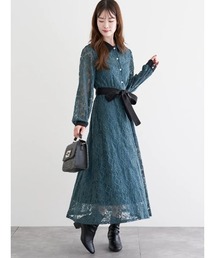 レースクレリックシャツワンピース
