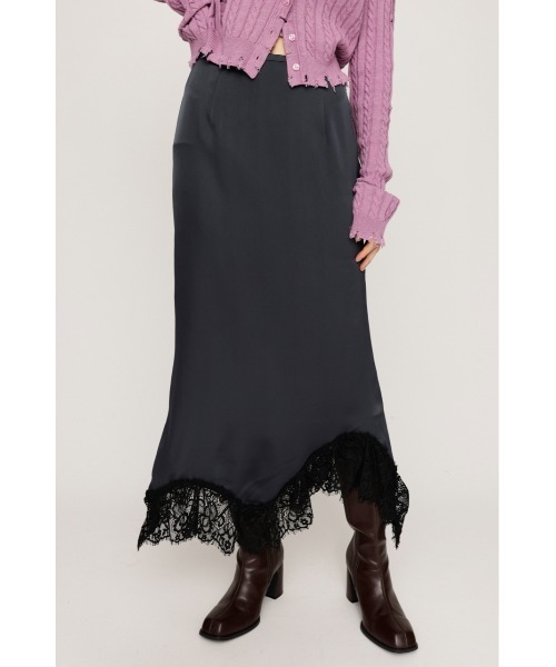 LACE SATIN L/SK レース サテン ロングスカート 秋服 冬服