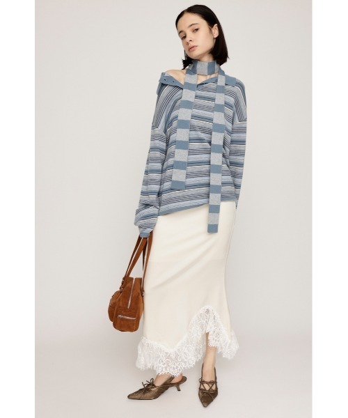 SLY(スライ)の「LACE SATIN L/SK レース サテン ロングスカート 秋服 冬服(スカート・レディース・ライトブラック/アイボリー・FREE)」の3枚目の写真