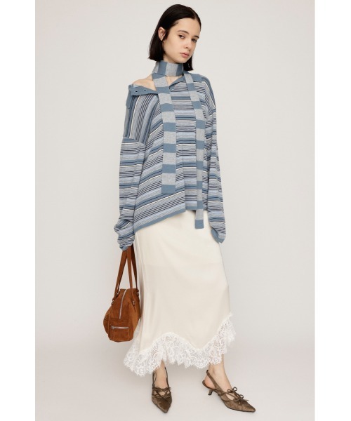 SLY(スライ)の「LACE SATIN L/SK レース サテン ロングスカート 秋服 冬服(スカート・レディース・ライトブラック/アイボリー・FREE)」の4枚目の写真