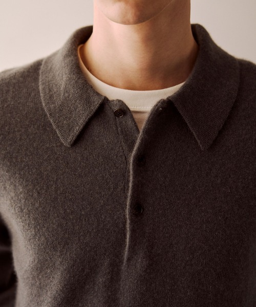 ADAM ET ROPE'（アダムエロペ）の「12GGカシミヤニットポロシャツ（ポロシャツ・メンズ・チャコールグレー/ブラック/ピンク系その他2・M/L）」の5枚目の写真