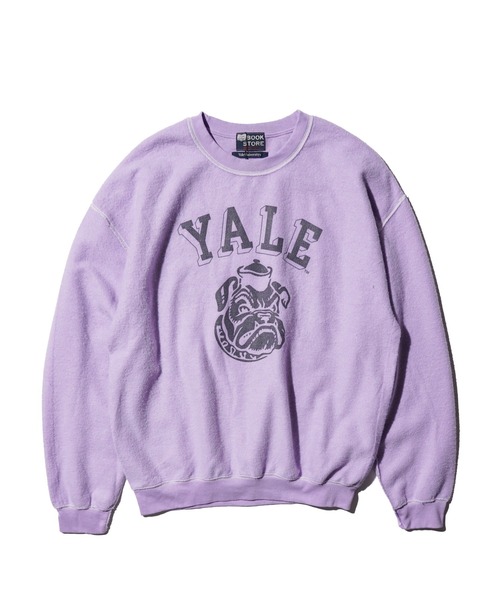 Yale 薄紫 ロゴスウェット セール】The BOOK STORE / ブックストア 'YALE' OTHER-SIDE CREW SWEAT