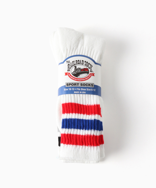 Railroad Sock（レイルロードソック）の「RAILROAD SOCK / レイルロードソック Americana Striped Socks 2p（ソックス/靴下・メンズ・レッド/ブルー・FREE）」の2枚目の写真