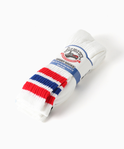 Railroad Sock（レイルロードソック）の「RAILROAD SOCK / レイルロードソック Americana Striped Socks 2p（ソックス/靴下・メンズ・レッド/ブルー・FREE）」の3枚目の写真