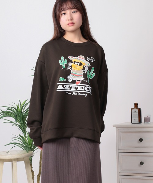 make a ray!(メイク ア レイ!)の「【84】オジー トラベルデザイン ダンボールニット スウェット(スウェット・レディース・ラベンダー/ホワイト系その他2/ブラック/ホワイト系その他3/ブラウン/ライトグリーン/ホワイト系その他/ホワイト・L/M)」の19枚目の写真