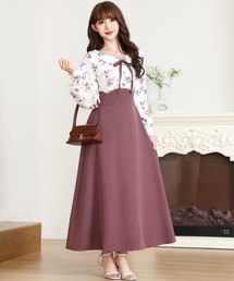 Anely（アネリー）の「花柄 リボン ドッキング フレア ワンピース（ワンピース）」